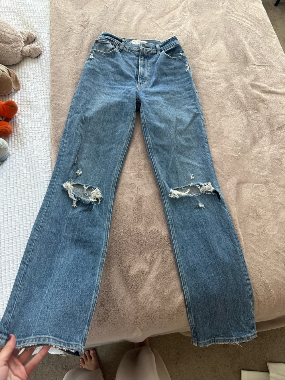Abercrombie & Fitch Distressed Blue Wide-Leg Jeans